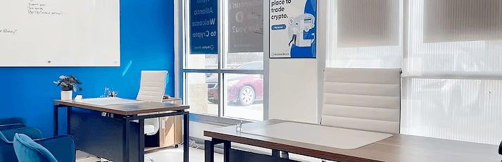 Anytime Capital branch counter where customers complete in-person crypto orders